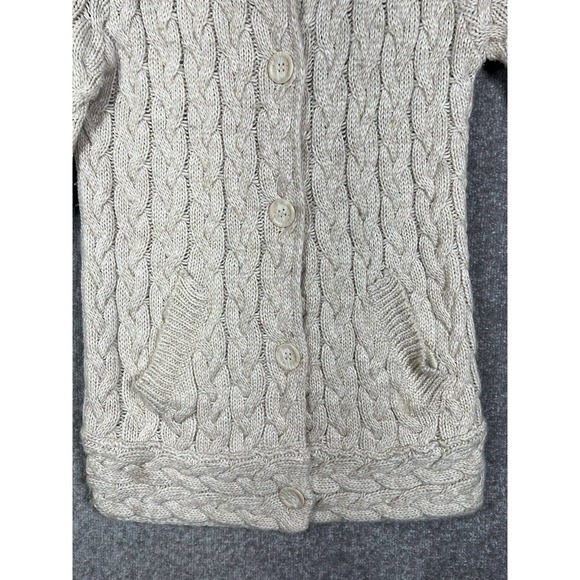 Zara Chunky Cable Knit Button Up Wool Acrylic Sweater Womens Small Pockets Beige - Picture 10 of 13